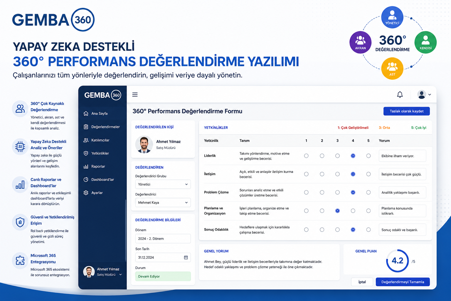 Gemba 360 Performans Değerlendirme Yazılımı Arayüz Görseli